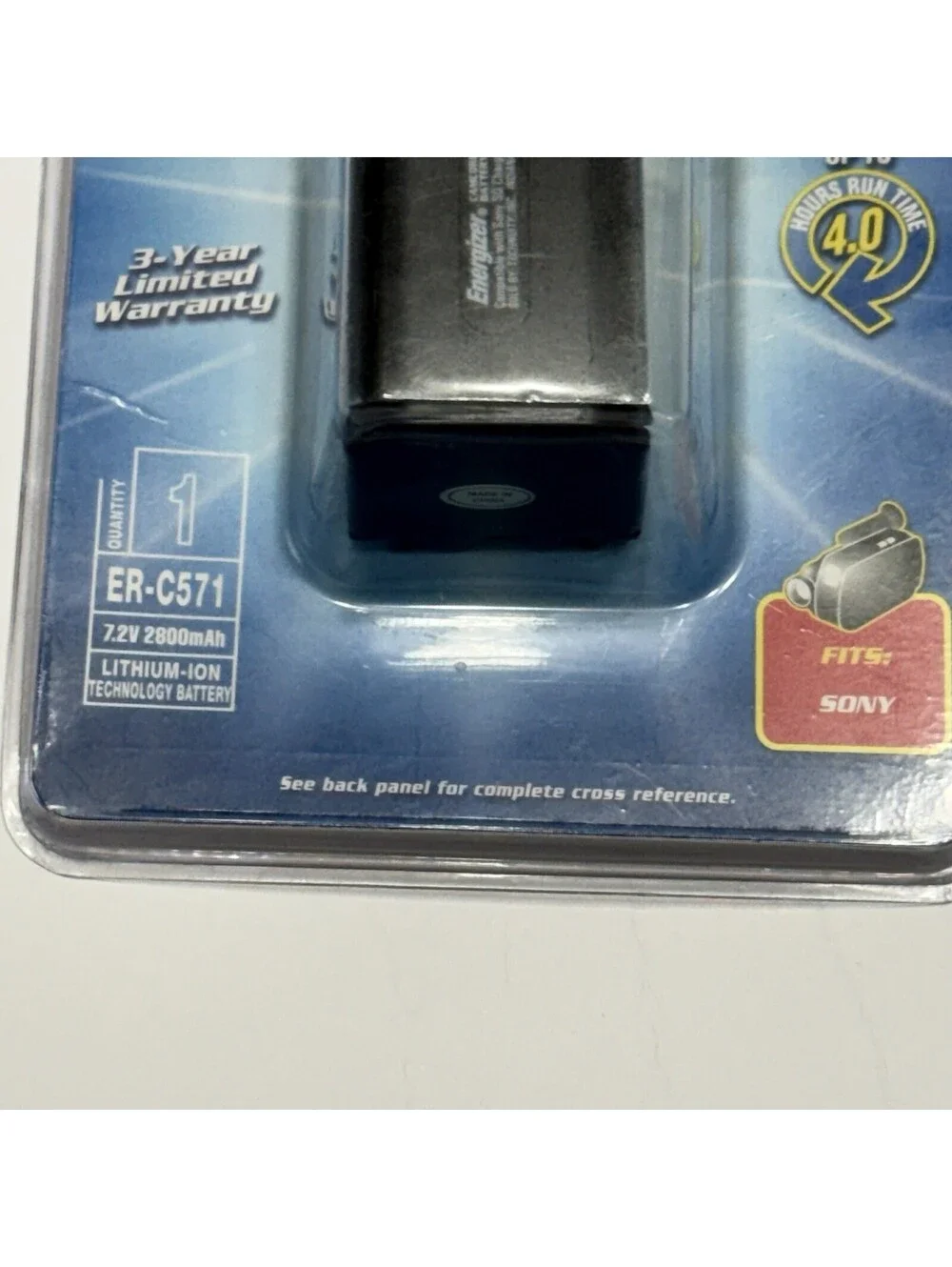 Energizer Lithium Ion Camcorder Battery Model (ER-C571) Brand New Sealed Package